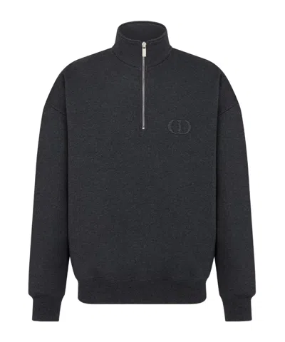 Dior Cd Icon Half-zip Sweatshirt In Black