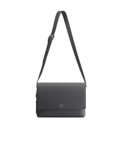 Dior Cd Icon Messenger Bag With Flap In Black