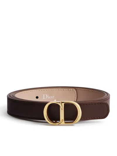 Dior Signature Belt Adjustable Reversible Design In Brown