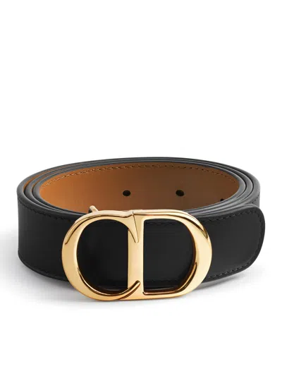 Dior Cd Icon Reversible Calfskin Belt In Orange