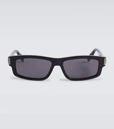 Dior Cd Icon S2i Rectangular Sunglasses In Shiny Black  / Smoke
