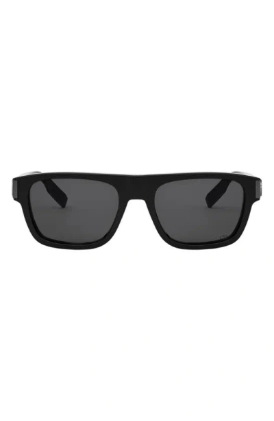 Dior Cd Icon S3i 55mm Square Sunglasses In Shiny Black / Smoke