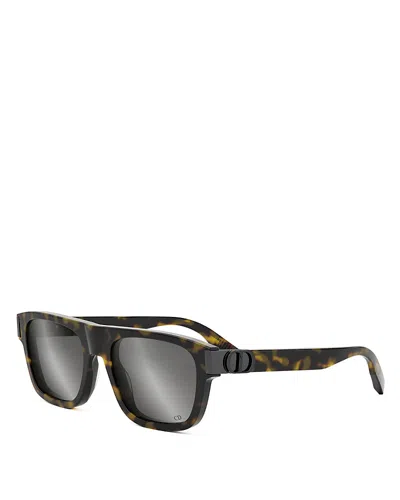 Dior Cd Icon S3i Square Sunglasses, 55mm In Havana/smoke Mirrored