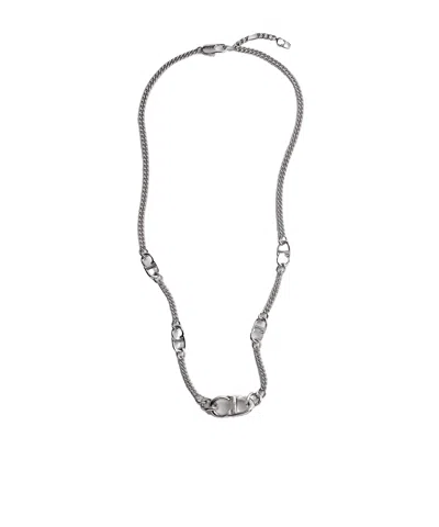 Dior Cd Icon Thin Chain Link Necklace In Blue