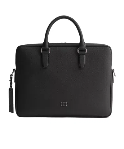 Dior Cd Icon Zipped Briefcase In Black