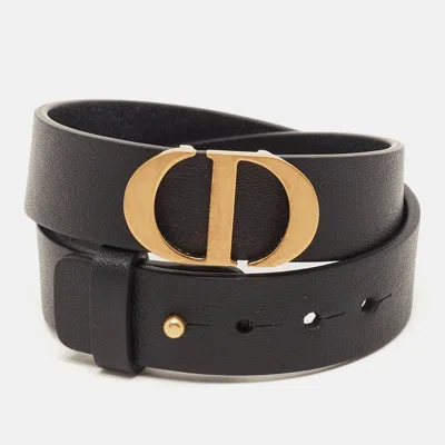 Pre-owned Dior Cd Leather Gold Tone Bracelet