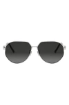 Dior Cd Link A1u Round-frame Silver-tone Sunglasses In Metallic