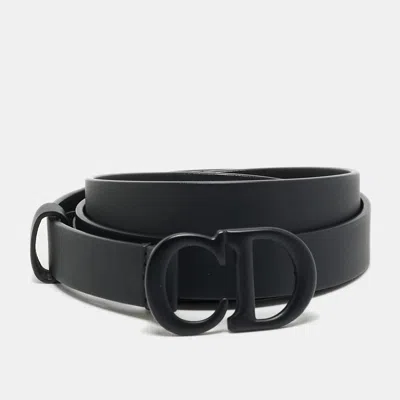 Pre-owned Dior Cd Logo 80cm Slim Belt Black Leather