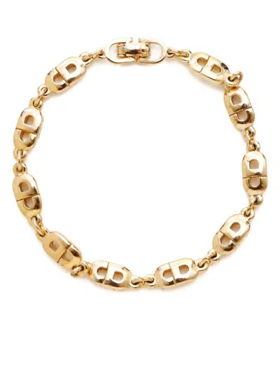 Pre-owned Dior Cd Logo Chain Bracelet In Gold
