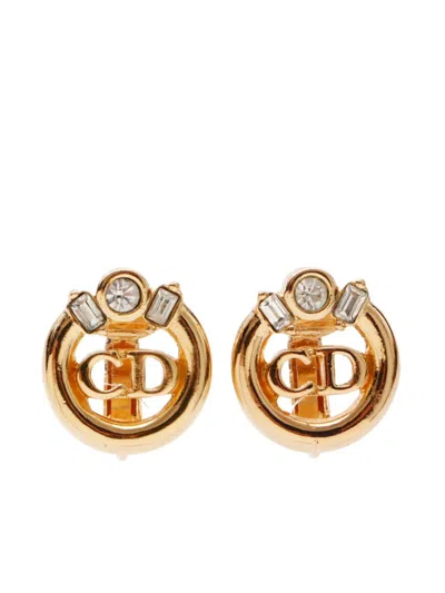 Pre-owned Dior Cd Logo Clip-on Earrings In Gold