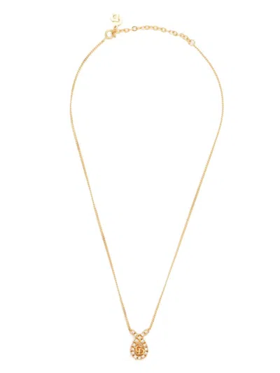 Pre-owned Dior Cd Logo Necklace In Gold
