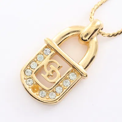 Dior Cd Logo Necklace Gp Rhinestone Gold Clear