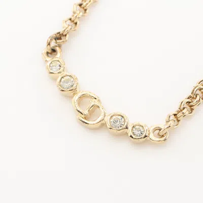Dior Cd Logo Necklace Gp Rhinestone Gold Clear