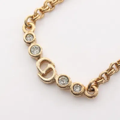 Dior Cd Logo Necklace Gp Rhinestone Gold Clear In Silver