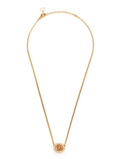 Pre-owned Dior Cd Logo-pendant Chain Necklace In Gold