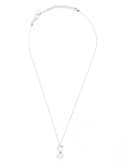 Pre-owned Dior Cd Logo-pendant Chain Necklace In Silver
