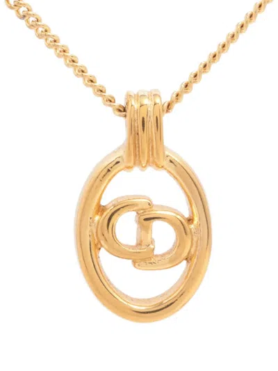 Pre-owned Dior Cd-logo Pendant Necklace In Gold