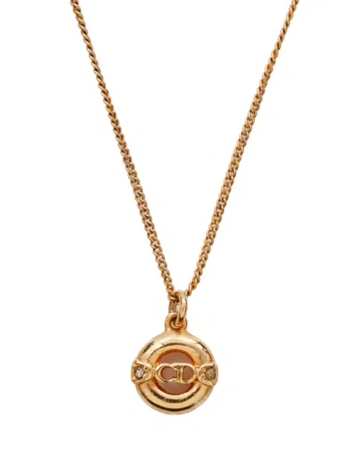 Pre-owned Dior Cd Logo Pendant Necklace In Gold