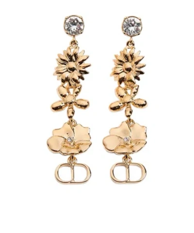 Dior Cd Multi Flowers Earrings In Gold