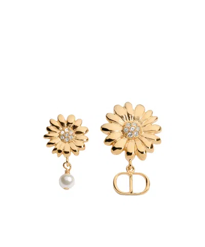 Dior Cd Multi Flowers Earrings In Yellow