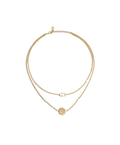 Dior Cd Multi Flowers Necklace In Golden