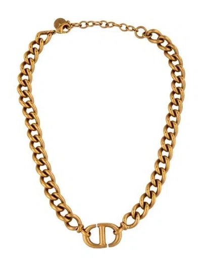 Pre-owned Dior Cd Navy Choker Necklace, 17" In Multicolor