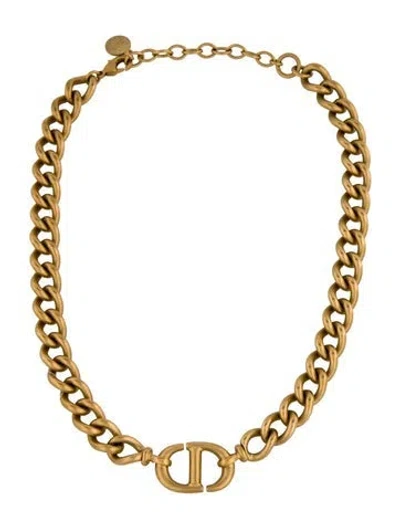 Pre-owned Dior Cd Navy Choker Necklace, 17.5" In Multi