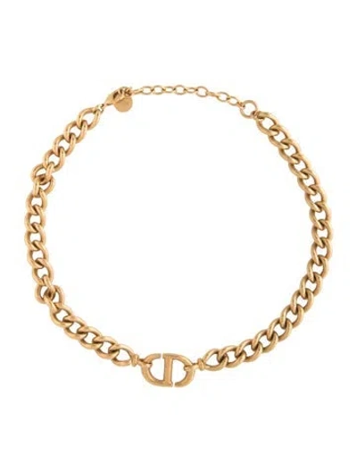 Pre-owned Dior Cd Navy Choker Necklace, 17.75" In Multi