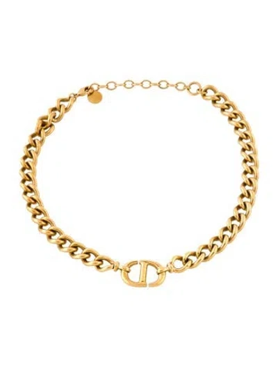Pre-owned Dior Cd Navy Choker Necklace, 18" In Multi