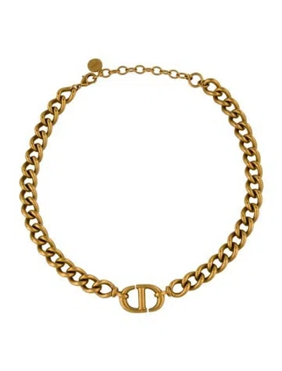 Pre-owned Dior Cd Navy Choker Necklace, 18" In Multi