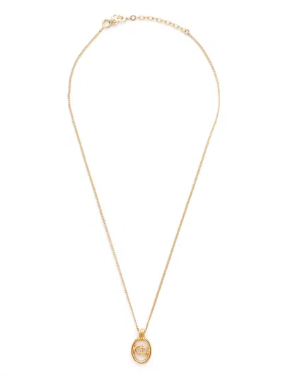 Pre-owned Dior Cd-pendant Chain Necklace In Gold