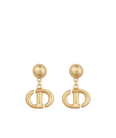 Dior Cd Pendant Earrings In Yellow