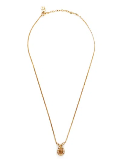 Pre-owned Dior Cd Rhinestone Necklace In 金色