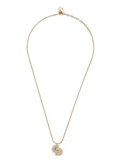 Pre-owned Dior Cd Rhinestone Necklace In 金色