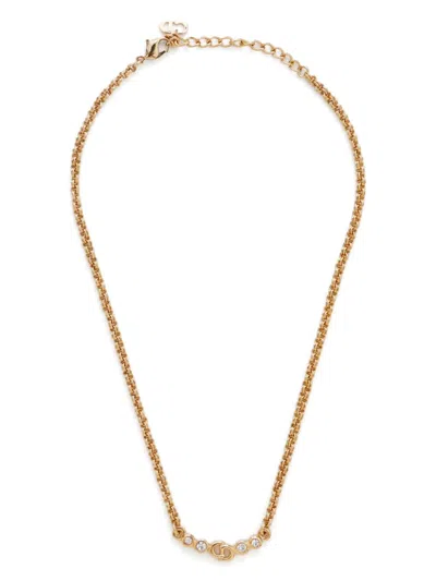 Pre-owned Dior Cd Rhinestone Necklace In Gold