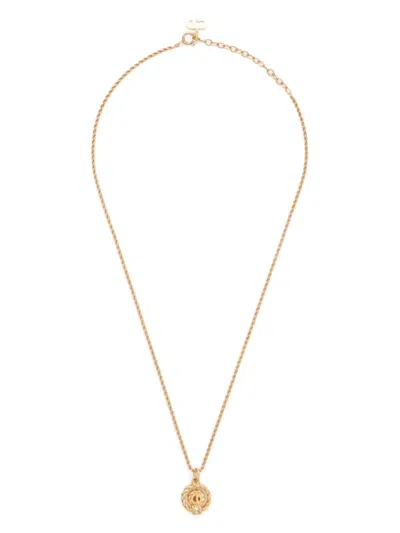 Pre-owned Dior Cd Rhinestone Necklace In Gold
