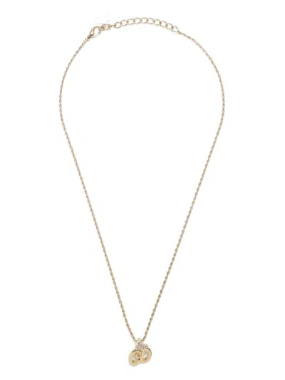 Pre-owned Dior Cd Rhinestone Necklace In Gold