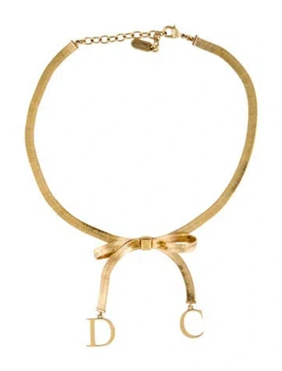 Pre-owned Dior Cd Ribbon Choker Necklace, 14.25" In Multi