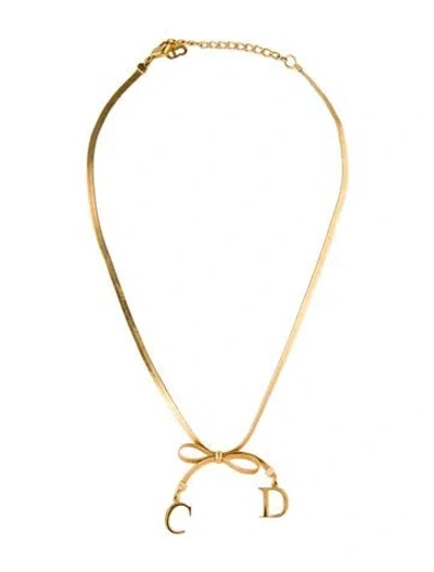 Pre-owned Dior Cd Ribbon Choker Necklace, 17.5" In Multi
