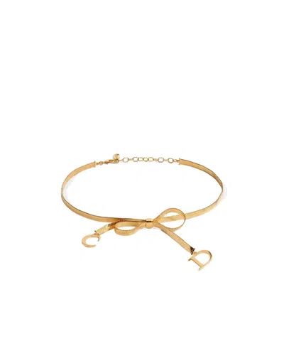 Dior Cd Ribbon Choker In Gold