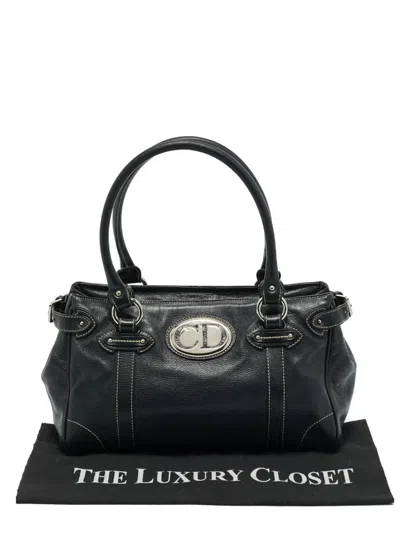 Pre-owned Dior Cd-satchel Leather Tote Bag In Black