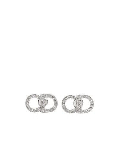 Dior Cd Signature Stud Earrings In Silver