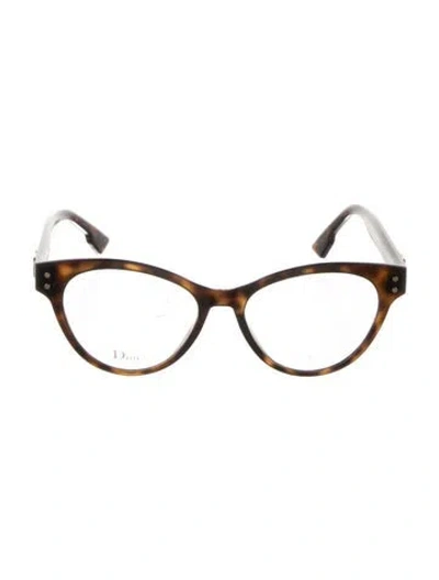 Pre-owned Dior Cd4 Cat-eye Eyeglasses In Brown