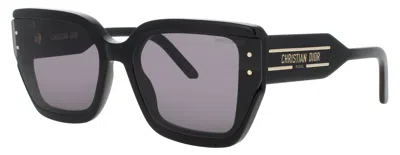 Dior Cd40208i Sunglasses 64-18-140 In 01a - Shiny Black / Smoke