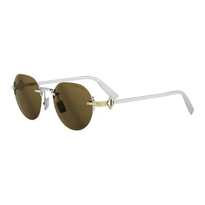 Dior Cddiamondr5uf2h0 Rimless Round Sunglasses In Brown