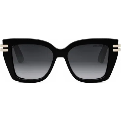 Dior C S1i 52mm Square Sunglasses In Shiny Black/gradient Smoke