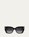 Dior Logo Sunglasses In Shiny Black  Gradient Smoke