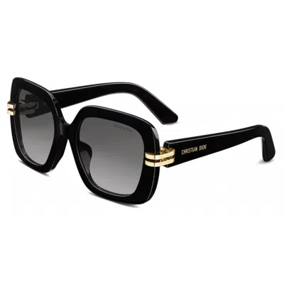 Dior C S2f Smoke Gradient Square Ladies Sunglasses Cd40154f 01b 55 In Black