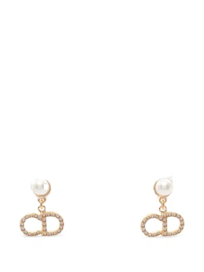 Pre-owned Dior Cd-pendant Earrings In Gold