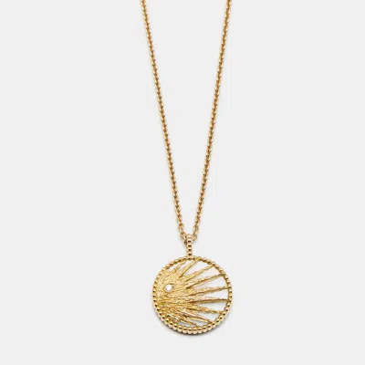 Pre-owned Dior Céleste Onyx Mother Of Pearl Diamond 18k Yellow Gold Pendant Necklace